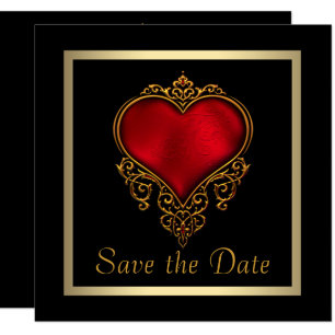 Reserve A Data Coração Gótico Dourado Save The Date Casamento Gor