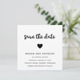 Reserve A Data Coração Simples e Fofo para Casamento Moderno