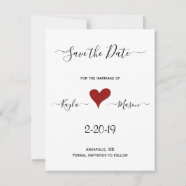 Reserve A Data Coração Vermelho | Casamento Personalizado Com Mão