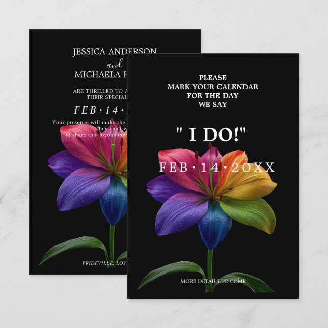 Reserve A Data 🌈 Corações de Noiva em Flor (Frente/Verso)