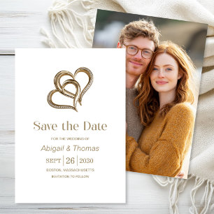 Reserve A Data Corações de Ouro e Diamantes Casamento Save the Da