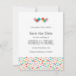 Reserve A Data Corações de Triângulo Geométrico Coloridos Salvem 