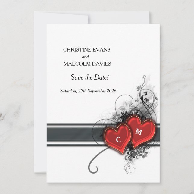 Reserve A Data Corações e Rolos (Frente)