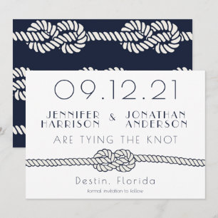 Reserve A Data Cordas Náuticas Marinho Branco Tipografia Casament