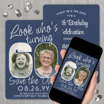Reserve A Data Cores de cor ・ Veja quem tem 60 Festas de aniversá<br><div class="desc">Olha quem faz 60 anos! Convide a família e os amigos para uma próxima comemoração de 60 anos com uma elegante foto personalizada para salvar os convites de festas de data. Imagens e textos neste modelo são simples de personalizar. As cores azul e branca do marinho para o plano de...</div>