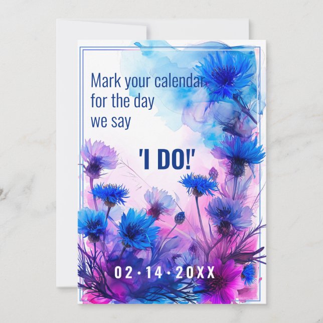 Reserve A Data 💍 Cornflower e Elegância Lavanda (Frente)