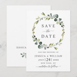 Reserve A Data Coroa Floral de Eucalipto Moderna para Casamento