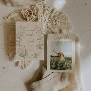 Reserve A Data Coroa Floral Escrita à Mão Verão Foto Casamento