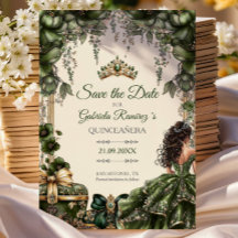 Coroa Floral Verde e Creme Dourada Quinceañera