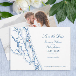Reserve A Data Corolla NC Map Elegant Navy Blue Wedding