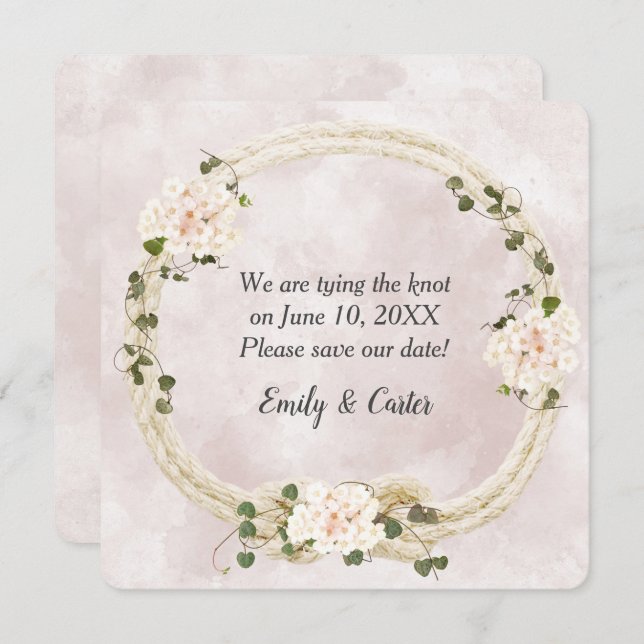 Reserve A Data Corpo Ligado Com Buquês De Hidrangea (Frente/Verso)