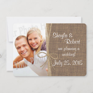 Reserve A Data Country Burlap and Twine Photo Save the Date (Burl