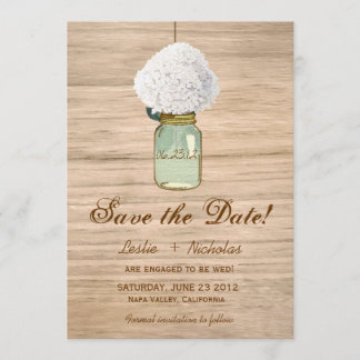 Reserve A Data Country Rustic Mason Jar Hydrangea Salvar a Data