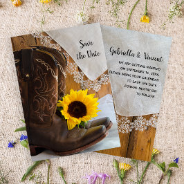 Reserve A Data Country Sunflower and Lace Weding Save the Date