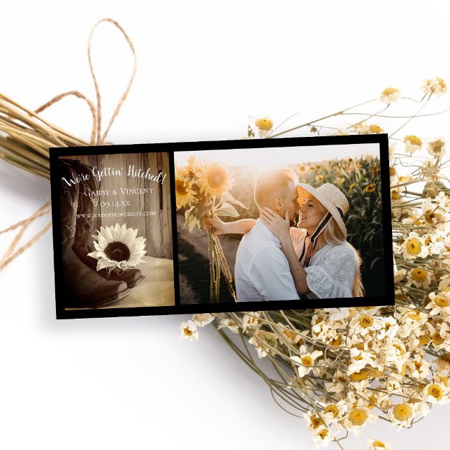 Reserve A Data Country Sunflower Western Barn Weding Sepia (Criador carregado)