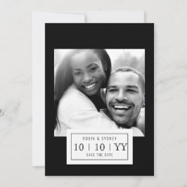 Reserve A Data Crachá de fotos | Salvar a data | Flat | Preto