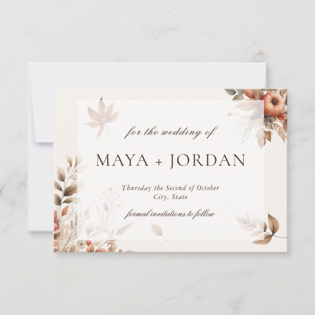 Reserve A Data Cream Autumn Pumpkin Harvest Salvar Data (Frente)