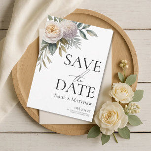 Reserve A Data Creme Branco E Lilás Floral Save The Date