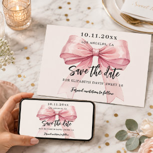 Reserve A Data Creme de arco cor-de-rosa Sweet 16 Save the Date c