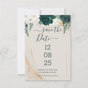 Reserve A Data Creme de Casamento Salve a Data Esmeralda Verde