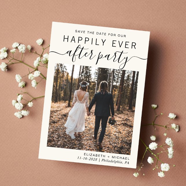 Reserve A Data Creme de Fotografia de recepção de casamento (A stylish save the date announcement for a reception to celebrate your elopement or private wedding)
