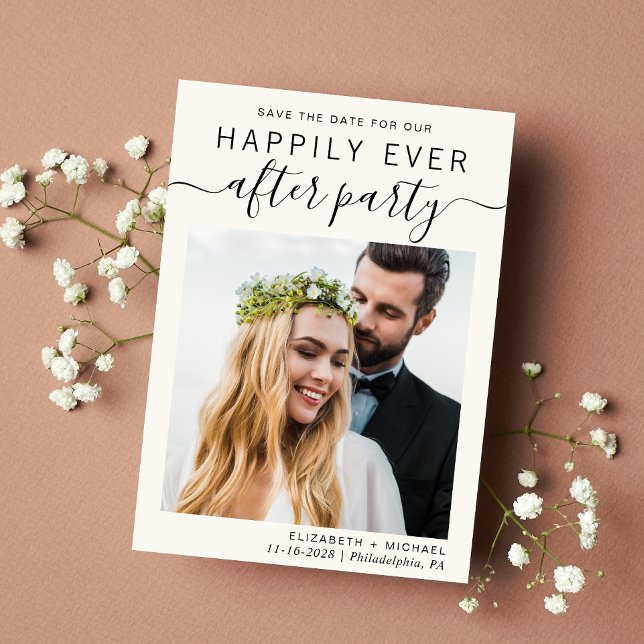 Reserve A Data Creme de Fotografia de Recepção de casamento Moder (A stylish save the date announcement for a reception to celebrate your elopement or private wedding)