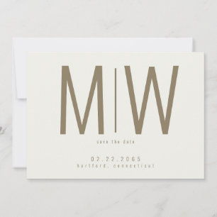 Reserve A Data Creme Grande Monograma de Casamento Save the Date 