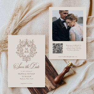 Reserve A Data Crest Antigo Formal Bege Foto e Código QR
