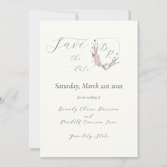 Reserve A Data Crest de flor selvagem (Frente)