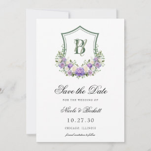 Reserve A Data Crest Floral Branco Roxo Casamento 