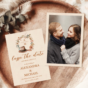 Reserve A Data Crest Floral Monograma Ocidental Casamento