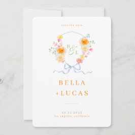 Reserve A Data Crest Monograma Floral Aquarela Casamento Primaver