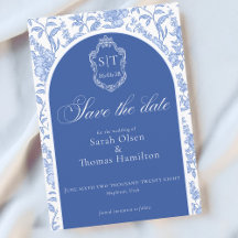 Crest Monograma Floral Azul Delft Script