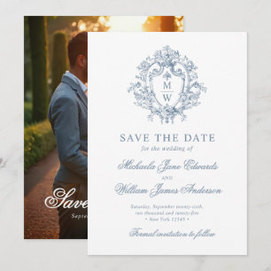 Reserve A Data Crest Vintage Regency com Monograma e Foto de Casa