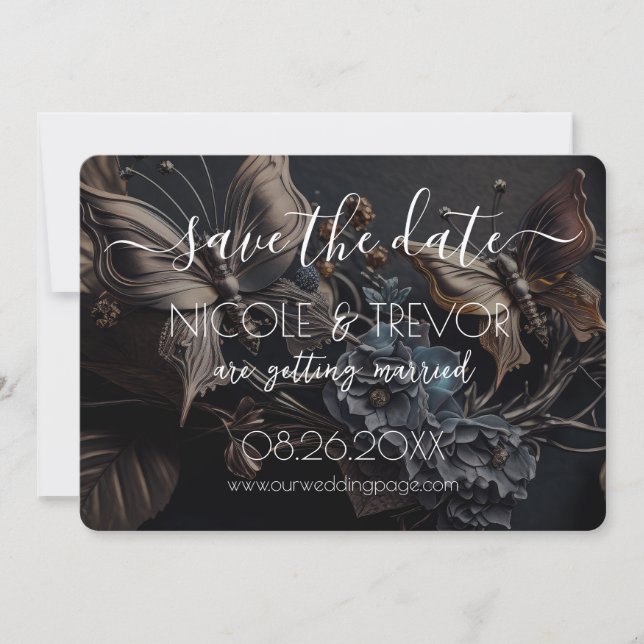 Reserve A Data Crie A Sua Própria - Borboletas Vapor Escuras (Frente)