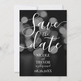 Reserve A Data Crie seu próprio casamento B&W Bokeh cinza persona