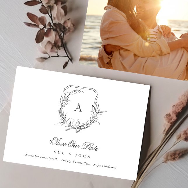 Reserve A Data crista de monograma floral botânico clássico foto (Criador carregado)