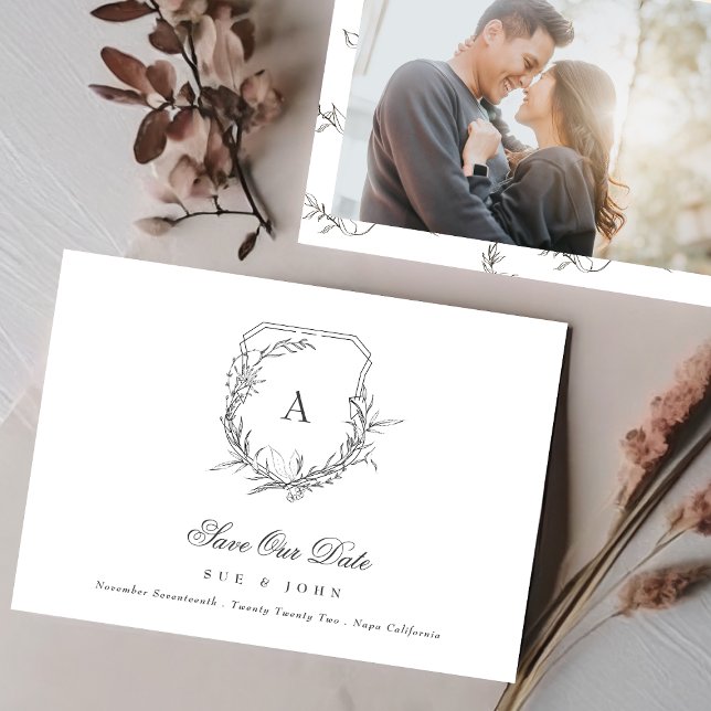 Reserve A Data crista tradicional de monograma floral botânico cl (Criador carregado)