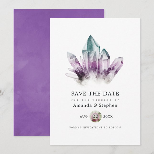 Reserve A Data Cristais de Fluorita Casamento Salve a Data (Frente/Verso)