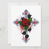 Cruz de Prata com Rosa vermelha