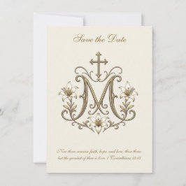 Reserve A Data Cruz Monograma Mariana Dourada Casamento Católico