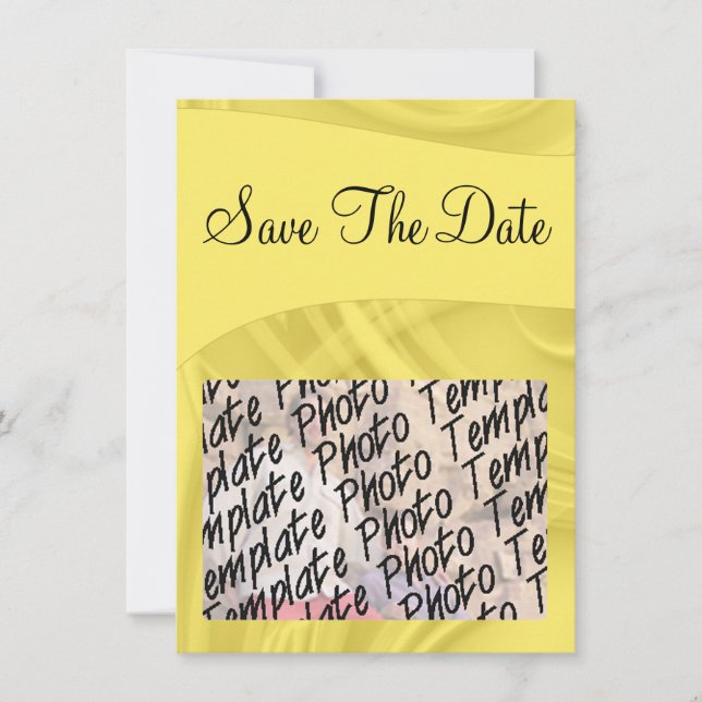 Reserve A Data "Curls "Save the Date" Sobre Amarelo (Frente)