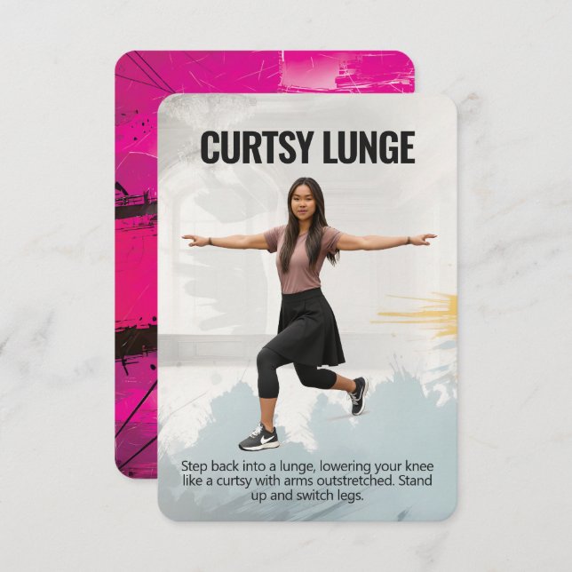 Reserve A Data Curtsy Lunge Fitness Card with Pink Backing (Frente/Verso)