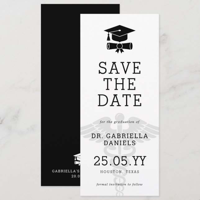 Reserve A Data Custom Modern Medical School Doctor Graduation (Frente/Verso)