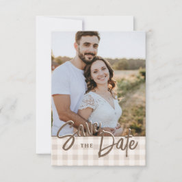 Reserve A Data Custom Photo With Beige Gingham Save The Date