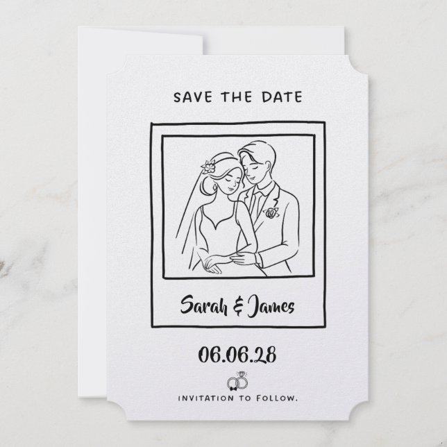 Reserve A Data Customizable Save the Date  Bride groom (Frente)
