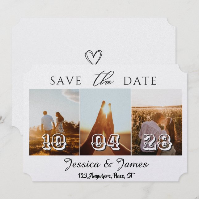 Reserve A Data Customize Photo Personalized Save the Date (Frente/Verso)