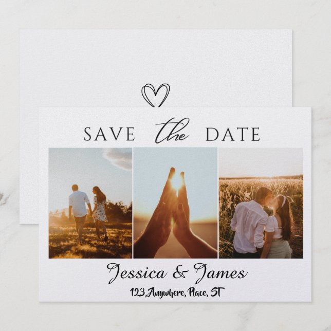 Reserve A Data Customize Photo Personalized Save the Date (Frente/Verso)