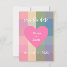 Reserve A Data Cute Gingham Heart Save The Date
