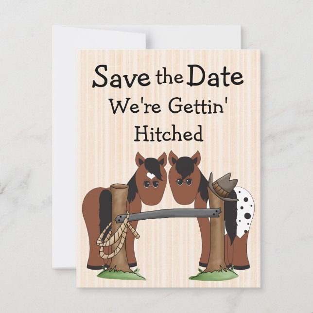 Reserve A Data Cute Horses We're Getting Hitched Wedding (Frente)